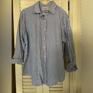 Cornflower/Inky Blue and White Striped Blouse